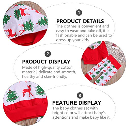 TOYANDONA 1 Set Baby Peuter Jongens Meisjes Kerst Sweatshirt Set Winter Herfst Lange Mouw Kleding Outfit Baby Hooded Tops Broek (80Cm Rood) - Afbeelding 6