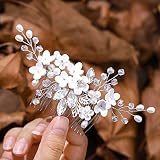 Accer Flower Bridal Hair Comb Silver Pearl Bride Hair Side Combs Sparkly Crystal Hair Accessories fo