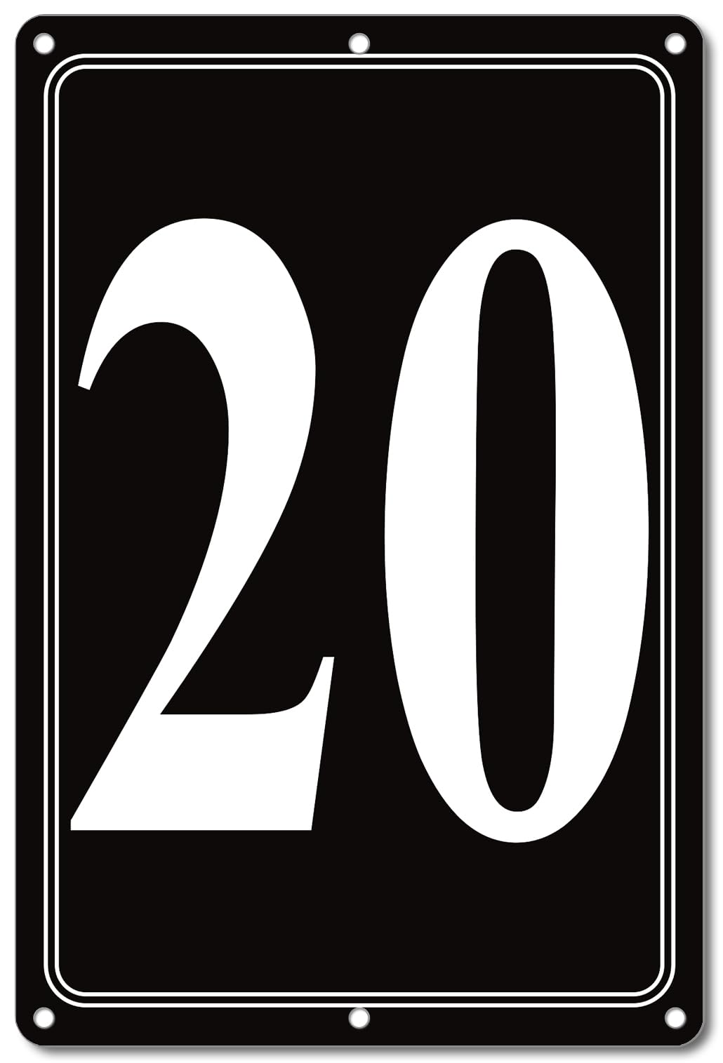 i-CowFun Premium Aluminum Number Signs 20, Metal 12" X 8" Black Numbered Signs Outdoor for Parking Lots, Floor, Dock, Court, Aisle, Field, High