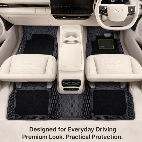 Image of EV MASTER 9D Car Floor Mats for MG Windsor EV Hybrid (2026 Onwards) Complete Set | Anti Slip Full Coverage Premium Luxury Mats | Washable Waterproof All Weather Car Floor Mats