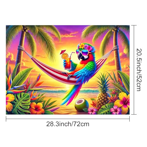 Image of HOMETITUTE Summer Stove Top Cover 28x20 Tropical Parrot Sunset Heat Resistant