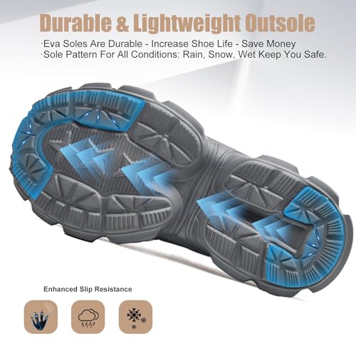 Image of Hogent Steel Toe Shoes for Women Men Wide Non Slip Work Sneakers Indestructible Shoes Lightweight Breathable Construction Sneakers Puncture Proof Ergonomic Design