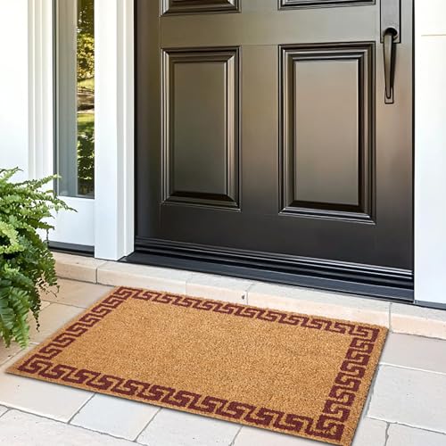 Image of Encasa XO Coir Door Mat for Home Entrance, Anti Slip PVC Back Natural