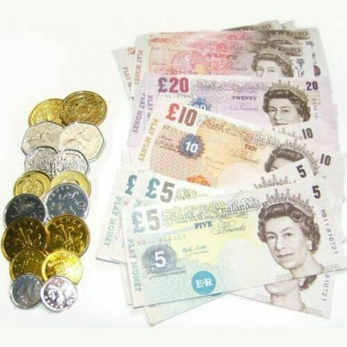 JKG® Pound Sterling Pretend Play Money Notes and Coins for Children