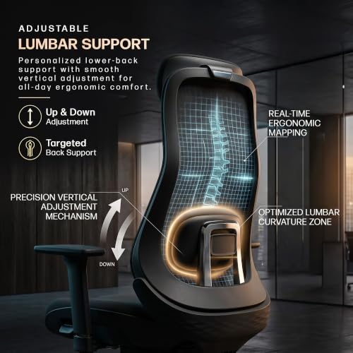 Image of DROGO Ultron Ergonomic Office Chair for Home & Work | Patented Flow Cable Mechanism Tech | Memory Foam Headrest & Lumbar Support | 3D Aluminium Armrest, Seat Slider, 135 Recline with Tilt Lock(Black)