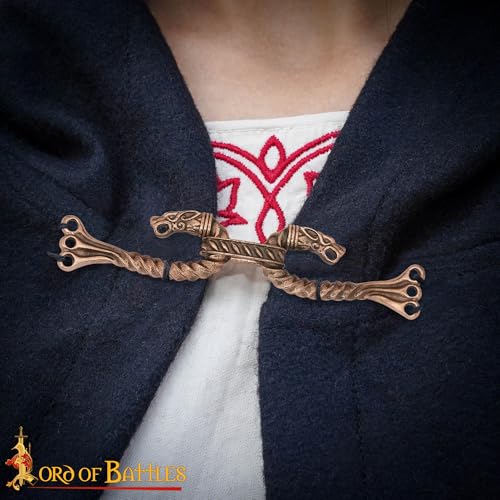 Lord of Battles Medieval Cloak Pin (Made of Bronze) | Viking Celtic Brooch Pin Dragon Design Hook for Cloak Scarf, Shawl | Handmade Cloak Clasp Lost-Wax Cast Bronze4