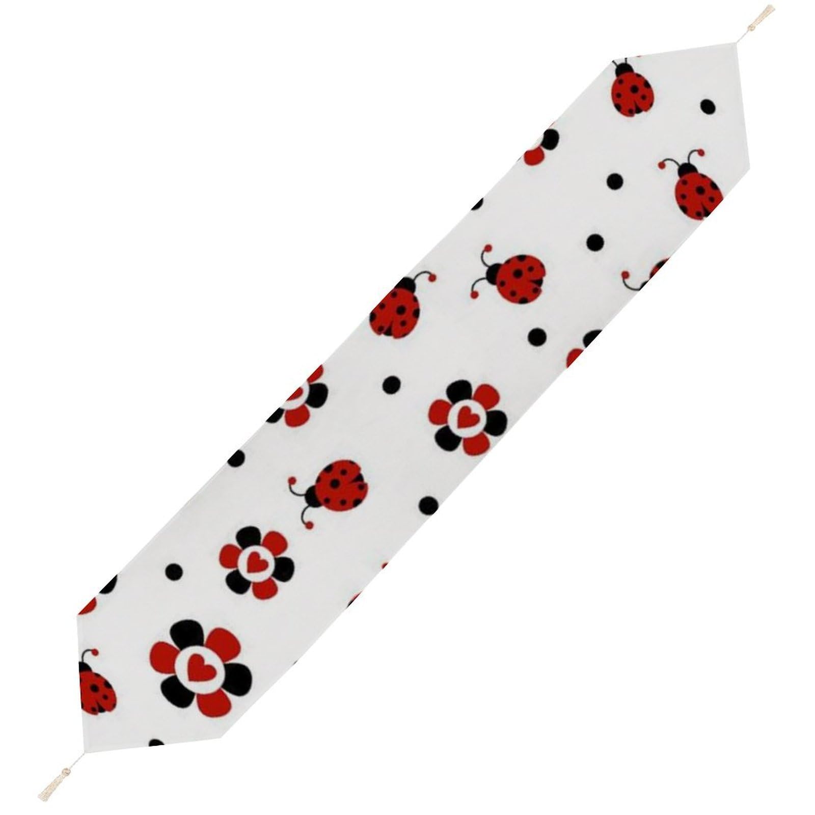 JZemdybill 178*33cm Table Runner with Tassel, Funny Ladybug Table Runner, Table Decoration for Kitchen, Party, Restaurant