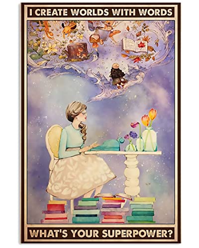 �C�[�X�^�[�����u���L�T�C�����C�^�[ I Create Worlds with Words What is Your Supperpower for Bar �N���u �J�t�F �p�u �E�H�[���A�[�g ��̓� ���^���T�C�� �t�̕Ǒ��� 8x12�C���`