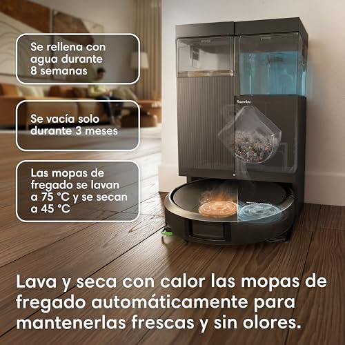 Miniatura 3 de iRobot Roomba Plus 516 Combo Base AutoWash multifunción autolimpiable, 22KPa, Mopas DualClean Elevables y Extensible, Lava 75º, Seca 45º, Clearview LiDAR, Autonomía 90 Días, Accesorios Extra, Negro | Con estación AutoWash™ autosvacía para fregonas extensibles giratorias a 75 °C y secado en caliente, ClearView™ LiDAR blanco