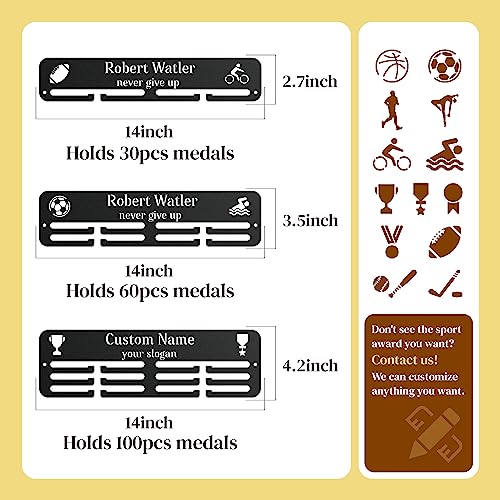 Medal Hanger Display Holder Rack for Awards or Ribbons, Personalized Race Medal Display Running Medal Hanger Display Medal Holder for Wall, Custom Trophy and Medal Display Shelf (Fretwork) - Thumbnail 7