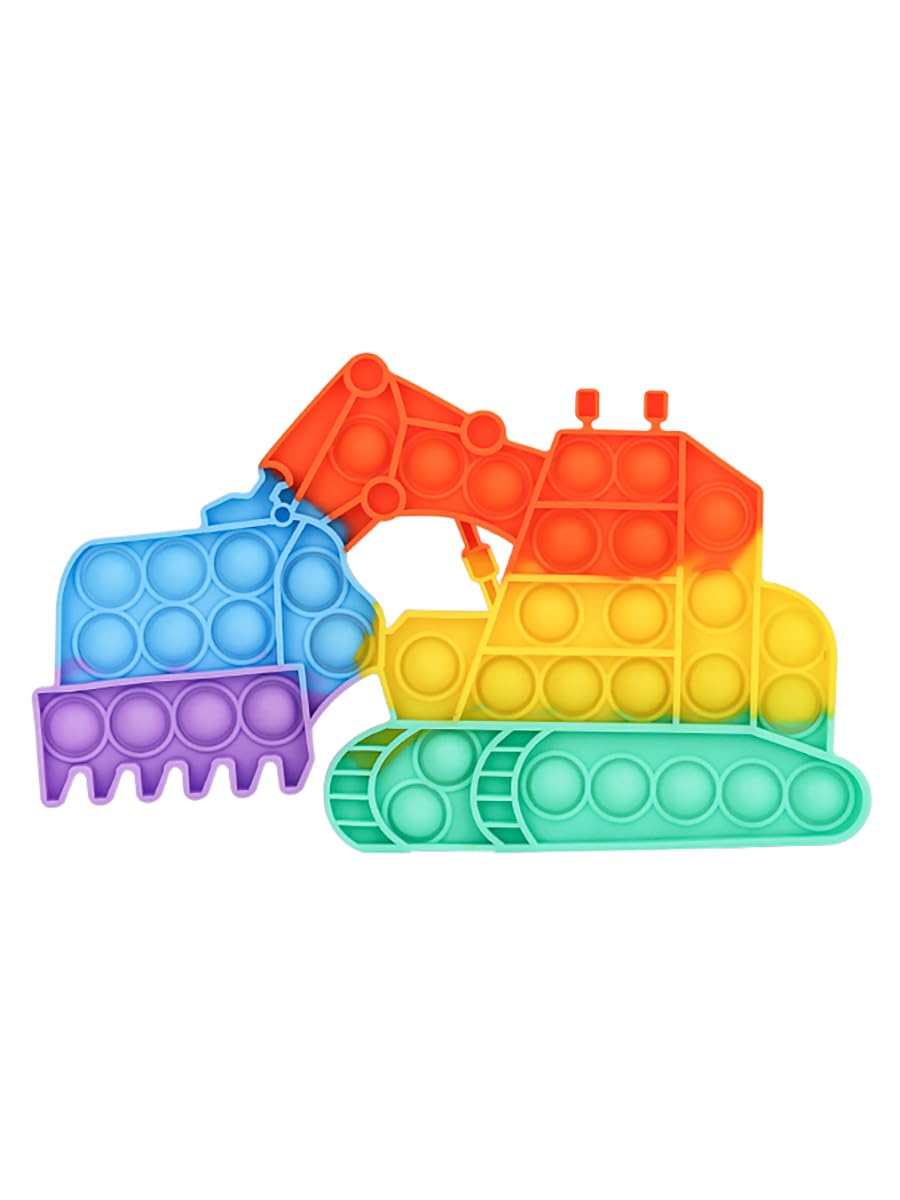 Ranzah Pop It Fidget Toy Excavator Silicone Bubble Sensory Stress Relief Toy for Kids and Adults Autism ADHD Anxiety Calming Push Pop Construction Truck Toy