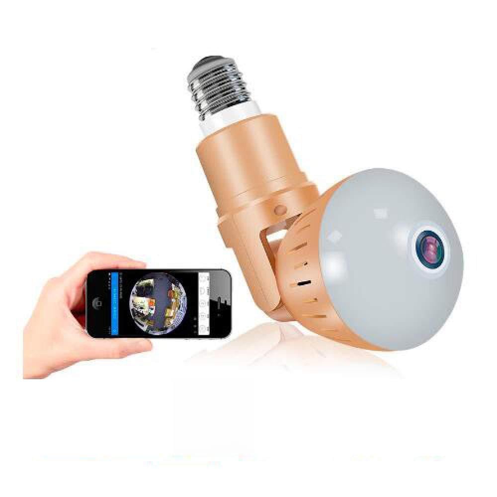 Cámara De Vigilancia Cámara Inalámbrica Led 2 En 1, HD 1080P IP Panorámica De 360 ​​Grados, Seguridad, Bombilla Led, Monitor para Bebés-Tarjeta 1080P + 64G