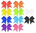 HipGirl Boutique Girls Women 6" Jumbo Large Cheer Bow Elastic Hair Tie Ponytail Holder for High School College Cheerleading (10pc Assorted Solids)
