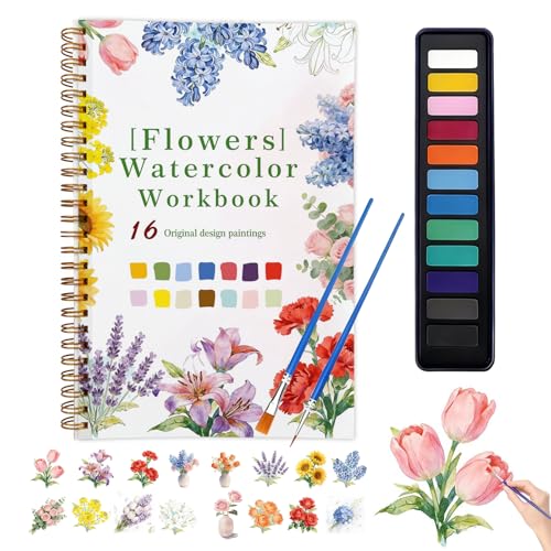 Watercolor Workbook Flowers Watercolor Book Water Coloring Book for Beginners