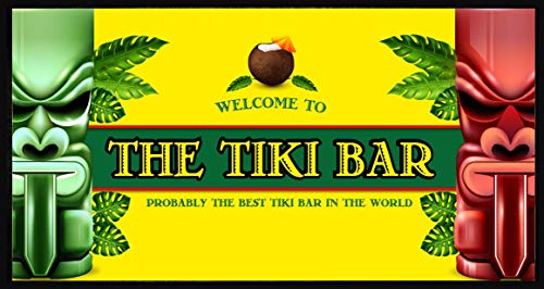 Artylicious Tiki Bar Ruer Mat Personalised Yellow Cocktail Mat - Home Bar Pub Gift