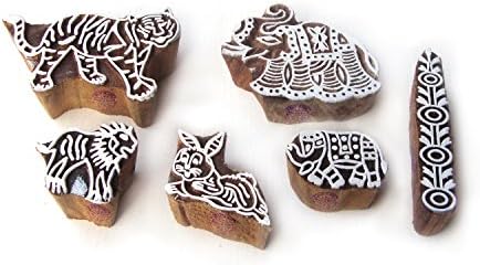 Royal Kraft Indian Paisley and Leaf Motif Wood Block Stamps (Set of 6)