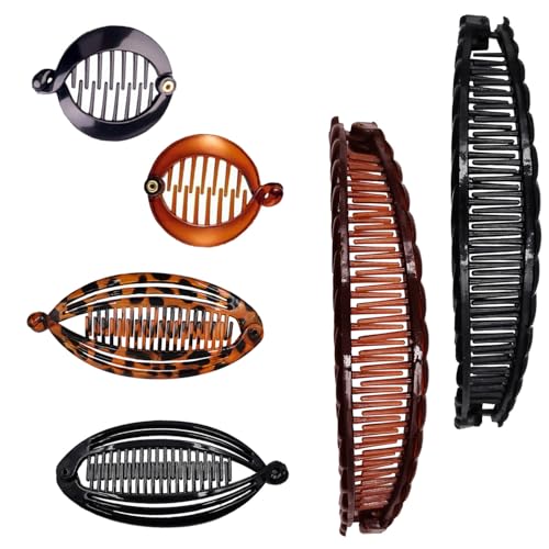 6 Pinzas de Pelo de Plátano Retro Para Rizos Gruesos, Accesorios Para el Cabello de Cola de Pez, Cabello Rizado o Liso, Clips de Cola de Pescado Clip, Para Mujeres y Niñas