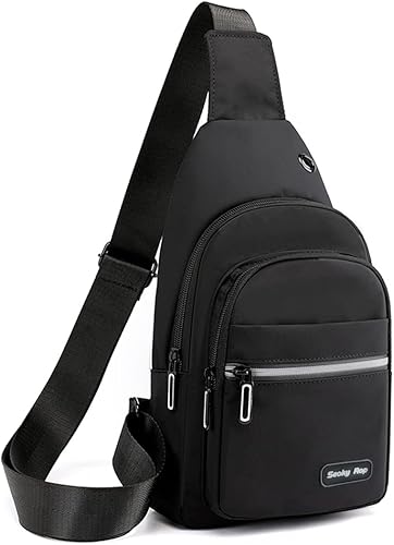 Seoky Rop - Mochila tipo bandolera para hombre y mujer, pequeña, para el pecho y el hombro, para viajes, senderismo, mochila de día, Negro, Pequeño,