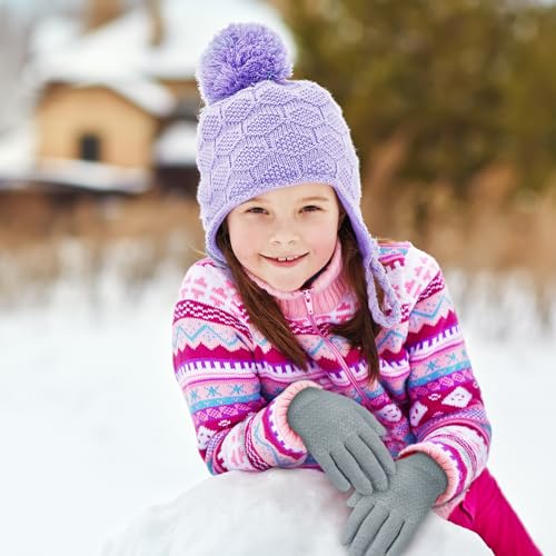 Image of ONESING Kids Knit Gloves - Stretchy Gloves for Boys Girls Winter, Solid Finger Gloves for Children