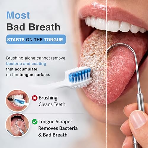 Image of Pink Woolf Stainless Steel Tongue Cleaner for Adults | Premium Tongue Scraper with Unique Identification Mark | Rust-Resistant Oral Care Tool | Pack of 2 with Travel Case (2 Tongue Cleaner Box)