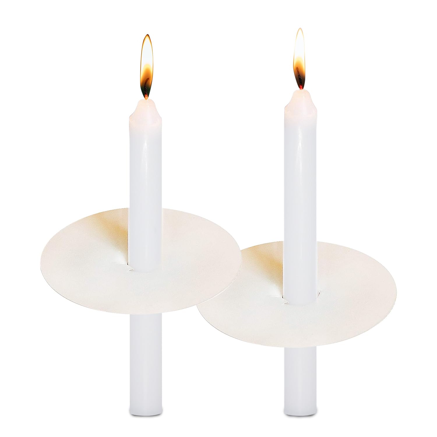 Church Candles with Drip Protectors for Devotional Candlelight Vigil Service, Box of 50 Candles, Unscented White 5" H X 1/2" D