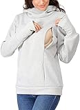 HIFI7 Damen Still-Hoodie Umstandspullover Stillfreundliches Sweatshirt zum Stillen Stillshirt Schwangerschaft Stillzeit (DE/NL/SE/PL, Alphanumerisch, M, Regular, Regular, Hellgrau)