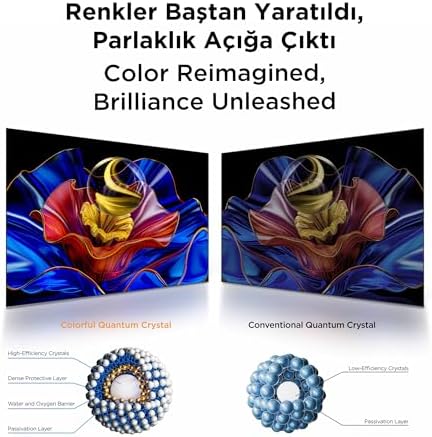 TCL 55 inç Akıllı TV 55T6C 4K QLED Renkli Quantum Crystal HDR10+ Oyun Google TV, Dolby Vision Atmos, DTS Virtual X, MEMC, Sesli Kontrol, Game Master ve İnce Tasarım (2025 Modeli) - Görsel 4