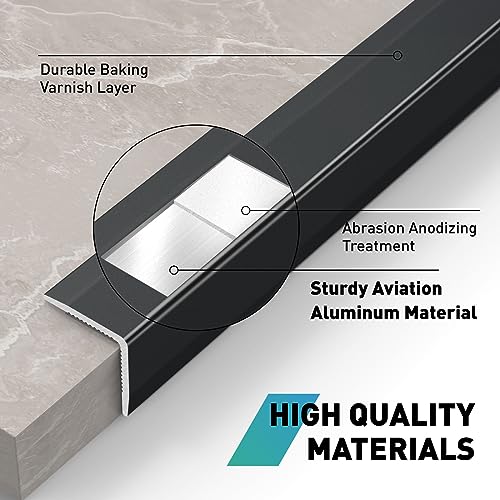 Image of 10-Pack Tile Edge Trim,39''x0.4'' | Peel and Stick Aluminum Backsplash Trim Edge,Metal Self Adhesive Decorative Tile Liner,Matte Black