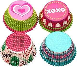 100 Pcs Cupcake Cases,Baking Cups Baking Cases Muffin Cases Cupcake Liners Greaseproof Cupcake Cases Paper Wrapper for Birthday, Celebration, Party(5 Styles)
