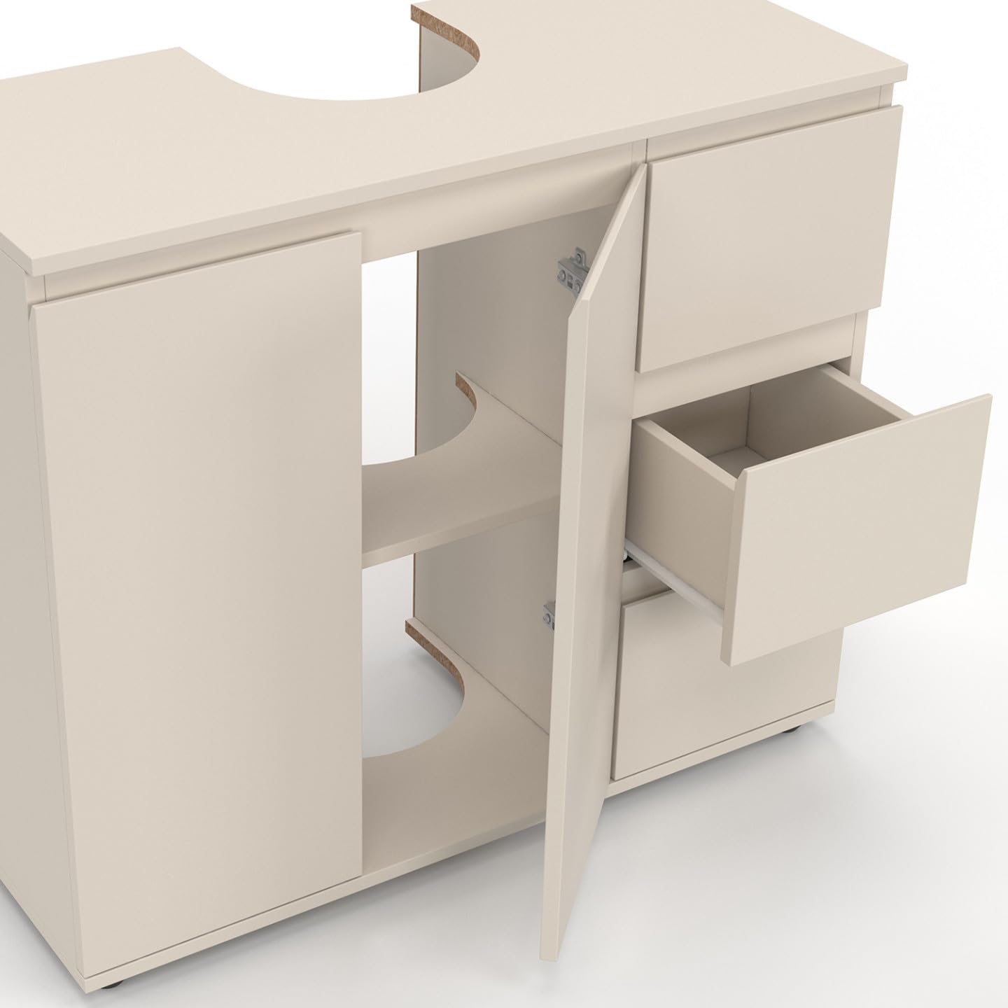 IDMarket TOMI - Mueble bajo lavabo con armario y 3 cajones, color beige