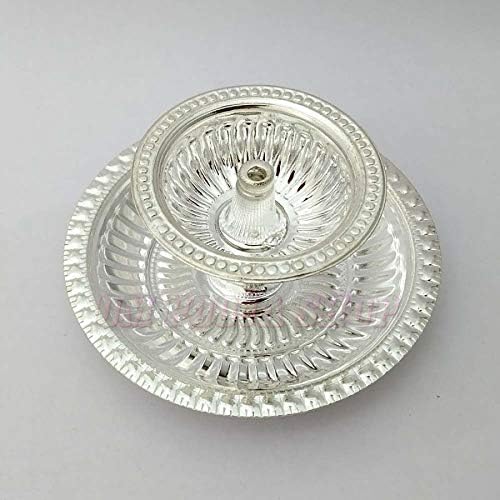 Pooja Gift Diya en plata pura (2.5 pulgadas) - Lámpara Deepam