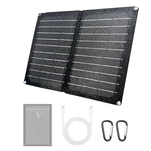 Foldable Solar Panel, 10W Portable Solar Charger with Dual USB Outputs 25% High Conversion Efficiency Solar Panels, Solar Controller for Portable Power Station, Power Bank, Phone, Laptop, Camping