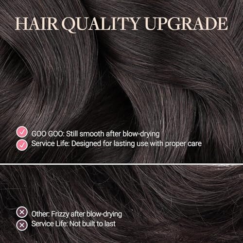 Image of GOO GOO Clip in Hair Extensions Real Human Hair Dark Brown Remy Extensions