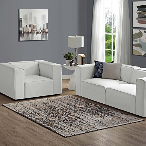 Modway Ganesa Distressed Diamond Floral Lattice 8X10 Area Rug In Black And Beige #TOP7