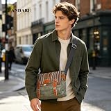 FANDARE Retro torba na ramię dla mężczyzn/kobiet, biznesowa torba na ramię na zewnątrz, podróże, kamping, o dużej pojemności, oddychająca torba na ramię, Zielony, L, Plecak rekreacyjny