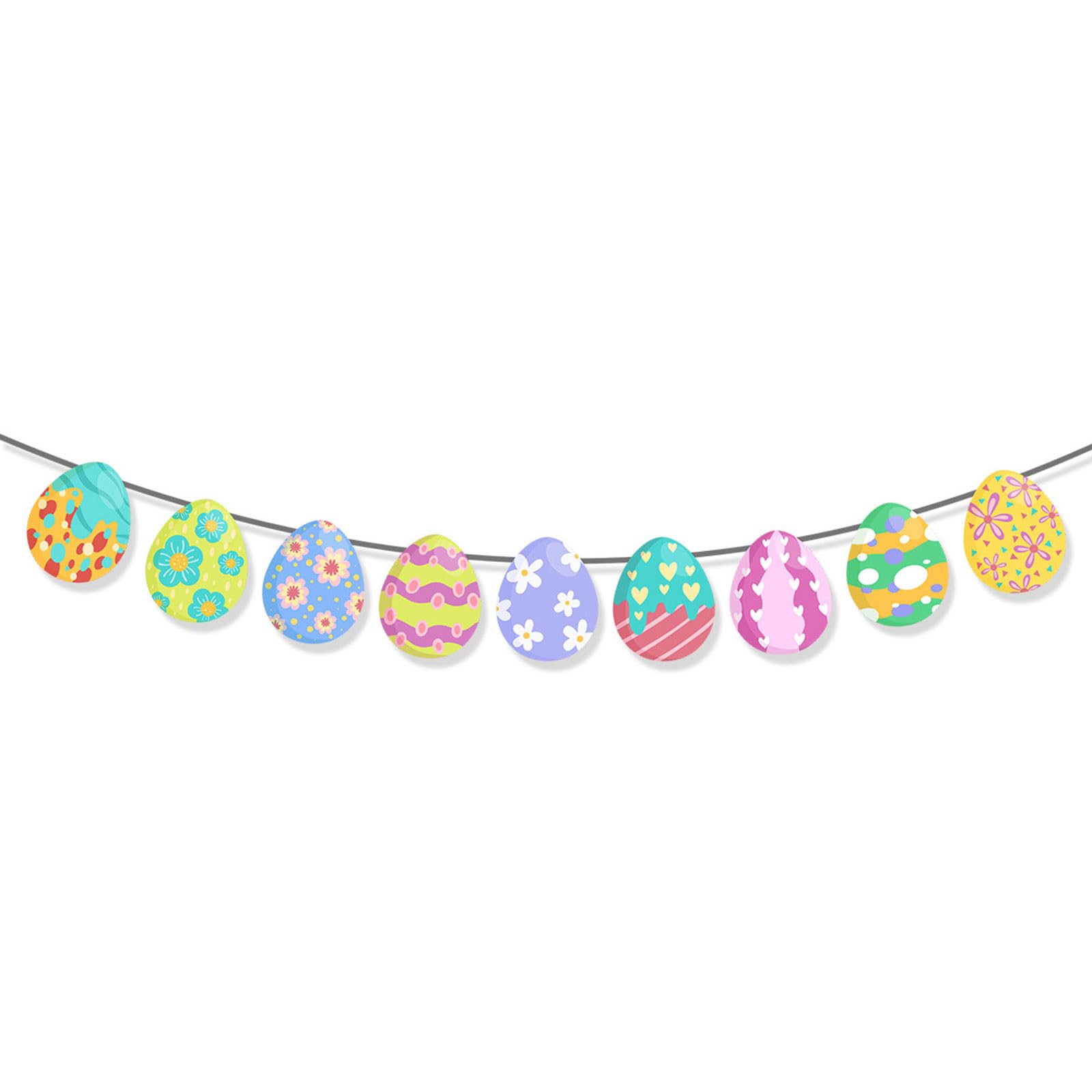 Xjdzineq Decorative Easters Eggs Letter Bunting Colorful Hanging Banners/Rabbits Swirls Decoration for Home or School Easters Banners