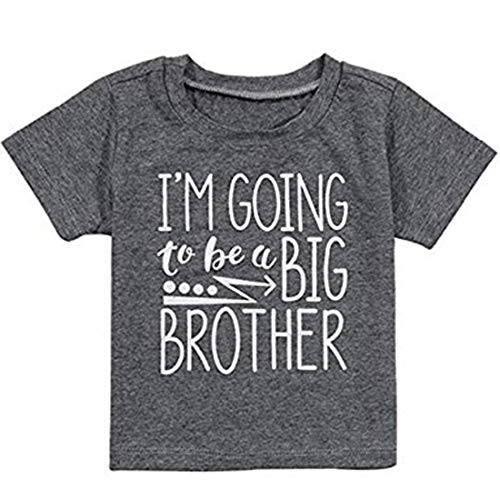 Toddler Kids Baby Boys Going to Be Big Brother Announcement T-Shirt Tops Short Sleeve Tee Shirt (5-6T/size 120, Gray)
