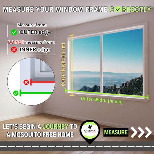 Image of ARMORX Fixed Size Fiberglass Window Mosquito Net | Stitched with Fastener Tape | Windows /Door DIY Bug Insect Mesh | Cream - 3x4 feet | 36x48 inch | 91x122 cm