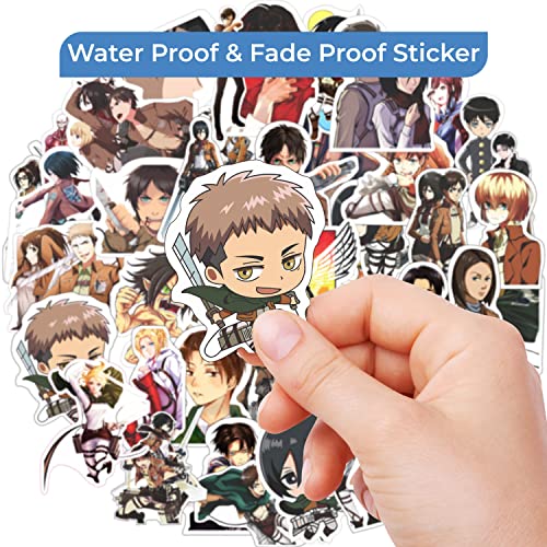 Image of FlyBuyHub Attack On Tittan Aesthetic Vinyl Journal Stickers for Phone Case, Laptop, Notebook, Water Bottle, Etc Self-Adhesive Stickers Set of 50 Glossy and Waterproof Stickers (Attack On Tittan)