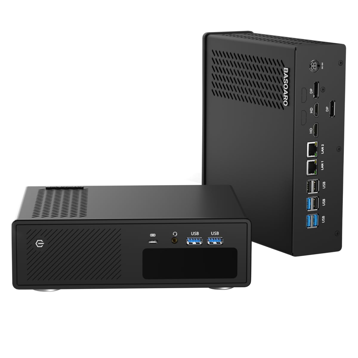 BASOARO AI Mini PC Core Ultra 7-165H (16C/22T, hasta 5,0GHz), Mini PC Gaming con RTX 5050 8GB GDDR6, 16GB RAM DDR5 512GB SSD, Dual 2,5G LAN, Soporte para 4 Pantallas (2HD+2DP), WiFi 7 y BT 5.4