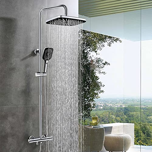 SHANFO Colonne de Douche avec Mitigeur,Système de Douche Thermostatique,Ensemble de Douche avec Pommeau de Douche,Tête de Douche 300 * 190mm,1S1OK