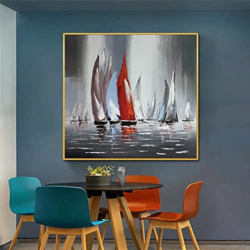 Peinture bateaux à voile abstraits pour créer une ambiance zen dans votre salon