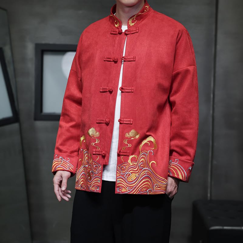 Chaqueta bordada vintage hombre para abrigarse del frío con estilo oriental 2