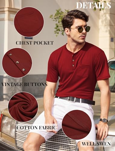 coofandy men39s 3 pack henley shirts short sleeve casual basic tees classic henley summer solid t shirts with pocket