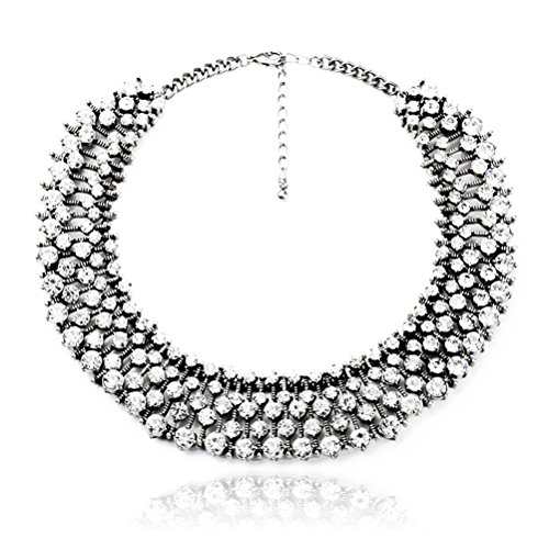 Fun Daisy Grand UK Princess Kate Middleton Hot Silver Tone Rhinestone Fashion Necklace - xl00941-S