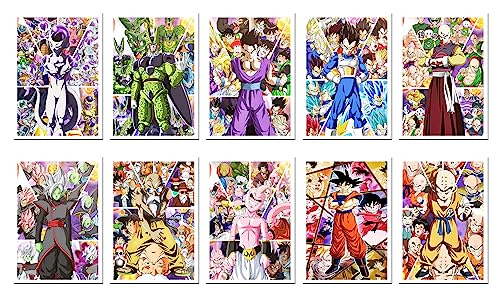 DKORARTE Set 10 posters A4 Dragon, Goku, Vegeta, Ball Z, (29,7 x 21 cm)