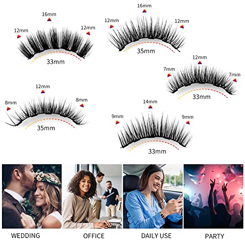 Magnetic Lashes Kit, Reusable 3D 5D Magnetic Eyelashes Set With 2 Dazzling Colors Magnetic Eyeliner And Tweezer, Mink False Eyelashes Natural Look, No Glue Needed #TOP3