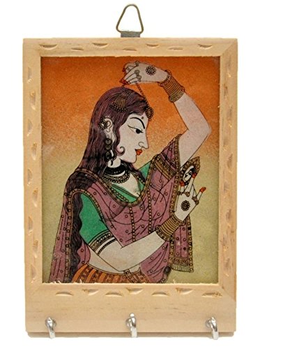 Kamakshi Art Gems Stone Rajasthani Painting Design Key Frame or Key Stand Wall Decor