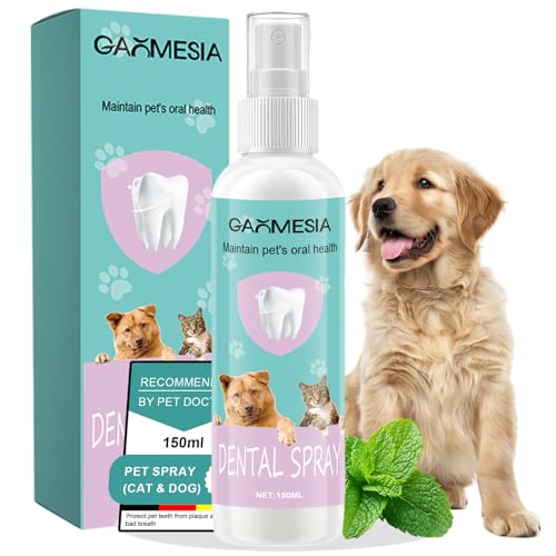 150 ml Dentalspray für Hunde & Katzen, Zahnsteinentferner hund gegen Zahnbelag & Mundgeruch, Zahnpflege ohne Bürsten für frischen Atem & gesunde Zähne, mit Minze