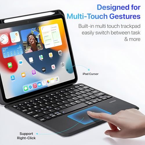 Image of Vaku Luxos NORVIK Magnetic Bluetooth Keyboard Case for iPad 11th inch (A16) /10.9 10th Generation with Flip Cover 360 Protection Backlit Keys & Touchpad Pencil Holder Floating Cantilever Stand- Black